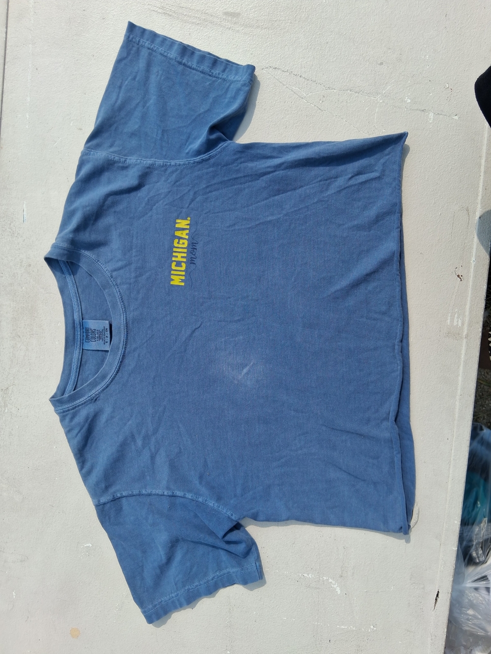 Comfort Colors Blue Kids T-Shirt with Yellow Michigan Graphic